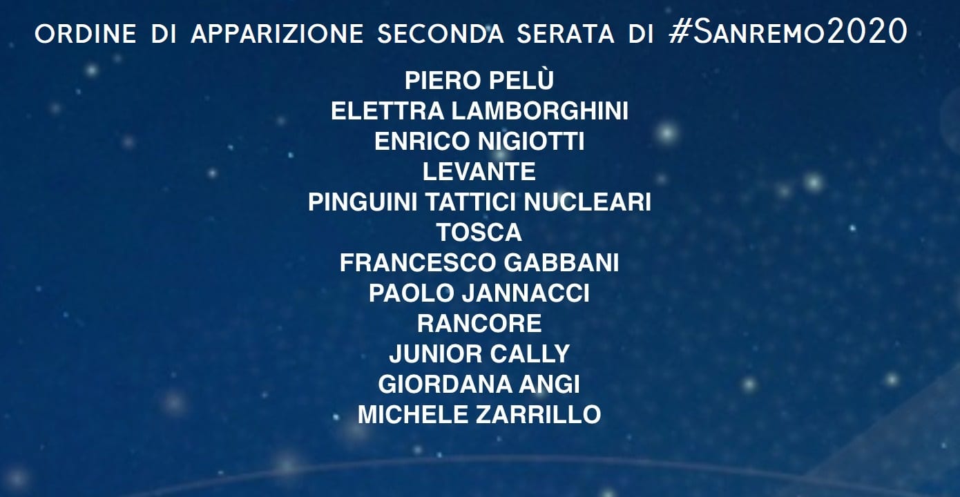 Live mercoledì 5 febbraio 2020: Festival di Sanremo 2020 seconda serata