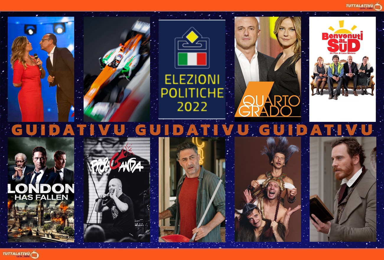 GuidaTV 9 Settembre 2022: TIM Music Awards, Benvenuti al Sud, Quarto Grado, Propaganda Live, I delitti del BarLume, 12 anni schiavo
