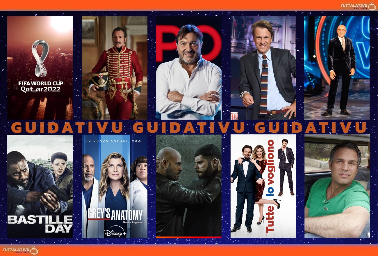 GuidaTV 28 Novembre 2022: Portogallo-Uruguay, GFVip, Report, Bastille Day, Il ritorno dell'eroe, Grey's anatomy, Teneramente folle
