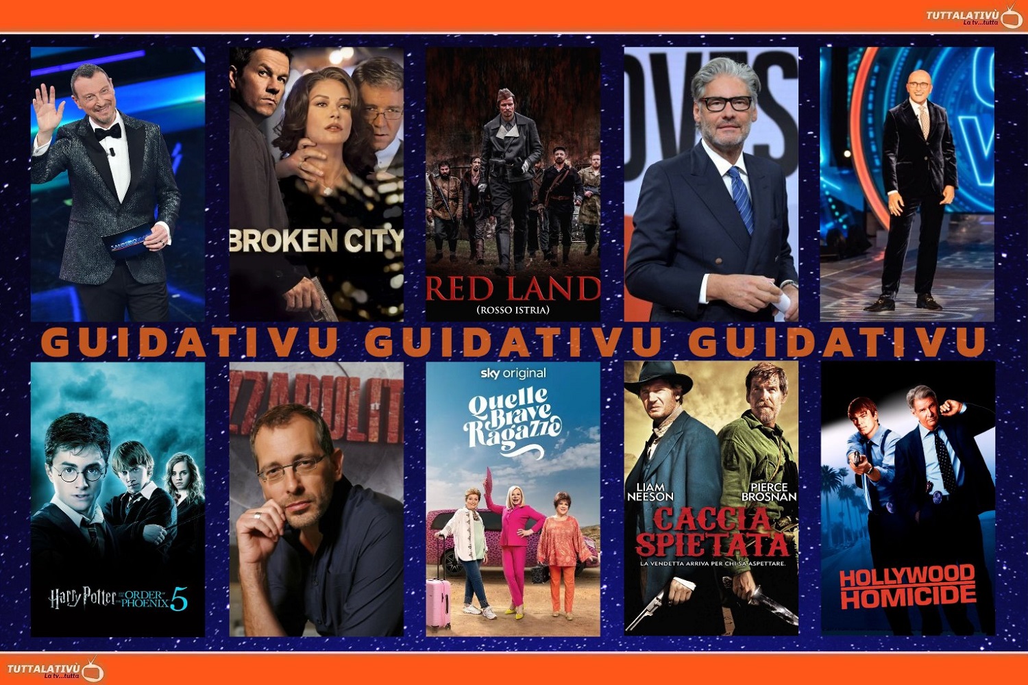 GuidaTV 9 Febbraio 2023: Sanremo 2023, GFvip, Harry Potter 5, Dritto e rovescio vs Piazzapulita, Broken City, Hollywood Homicide