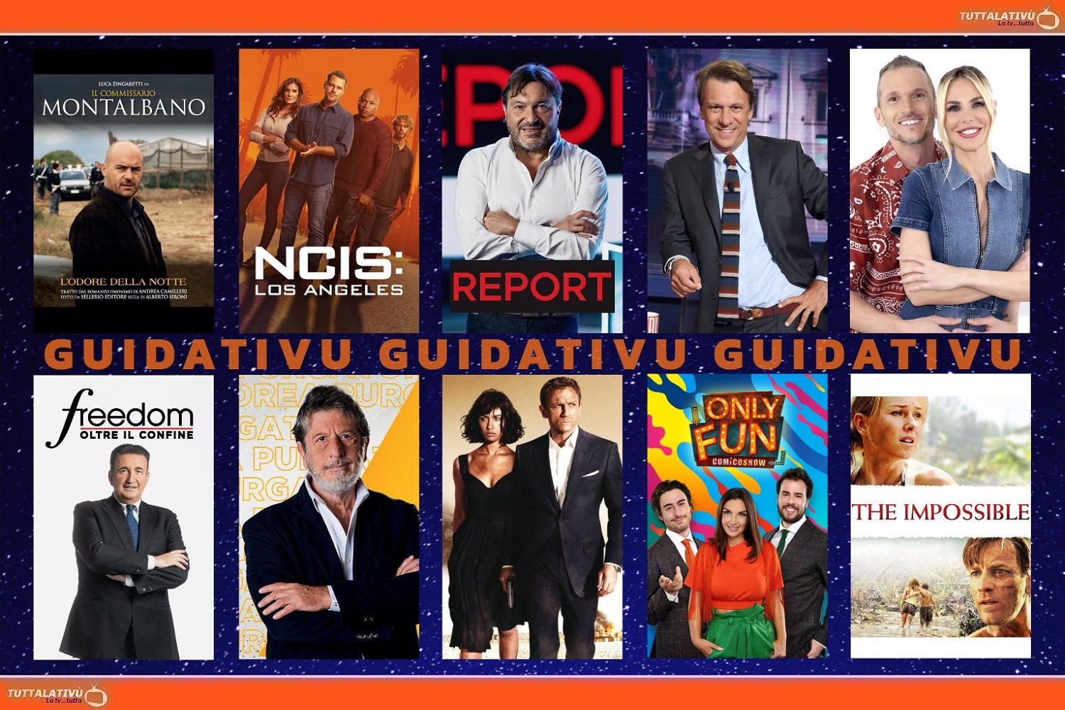 GuidaTV 24 Aprile 2023: L’isola dei famosi, Montalbano, Report, Freedom, Atlantide, Only Fun Comico Show, Quantum of Solace, The Impossible