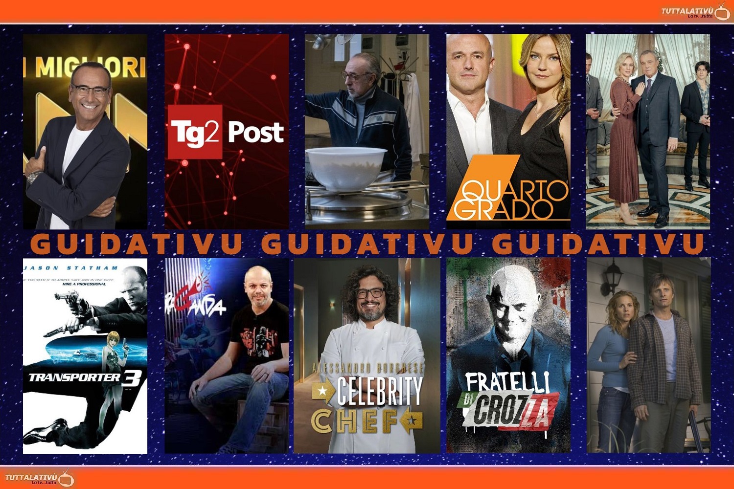 GuidaTV 19 Maggio 2023: Il Patriarca, I migliori anni, Quarto grado, Tg2 Post, Transporter 3, Propaganda Live, Crozza, A history of violence
